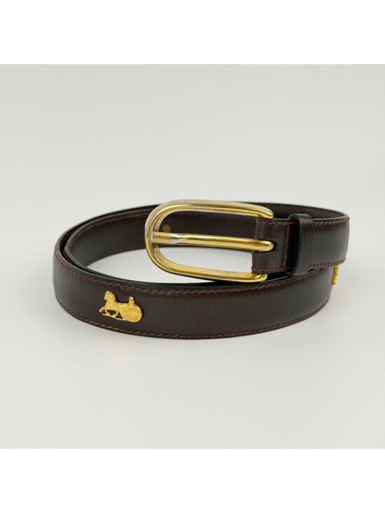 Celine Hose Carriage Leather Belt Dark Brown Gold Vintage main image 8